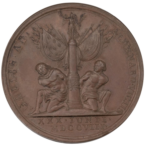 404 - 1708 Queen Anne Battle Of Oudenarde bronze Medal by John Croker (Eimer 433). Obverse: left-facing cr... 