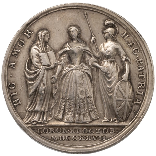 407 - 1727 Queen Caroline official silver coronation medal by John Croker (Eimer 512, Wollaston 14). Obver... 