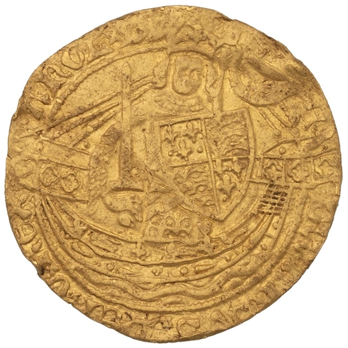 42 - 1361 King Edward III, transitional treaty period hammered gold Half Noble (S 1500, North 1223). Obve... 