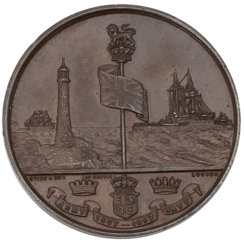 422 - 1897 Queen Victoria Diamond Jubilee Army and Navy bronze medal by Spink (BHM  3514). Obverse: laurea... 