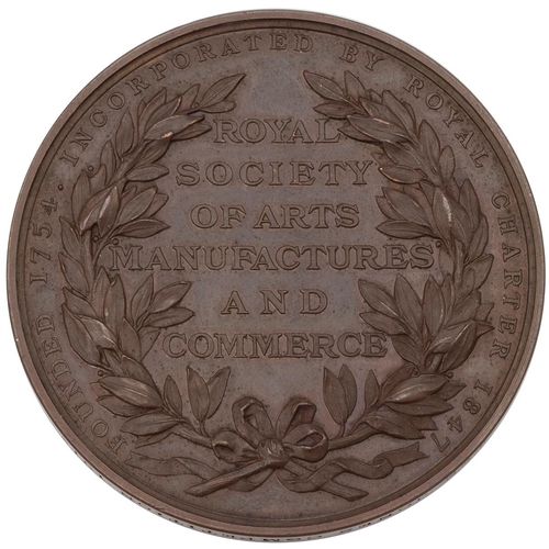 425 - 1910-dated Royal Society of Arts bronze President's prize medal (Eimer 1917, BHM 4004). Obverse: lef... 