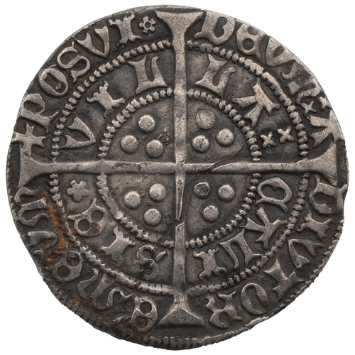 44 - 1422-1430 King Henry VI Annulet Issue silver Groat, struck at Calais, annulets by neck (S 1837). Obv... 