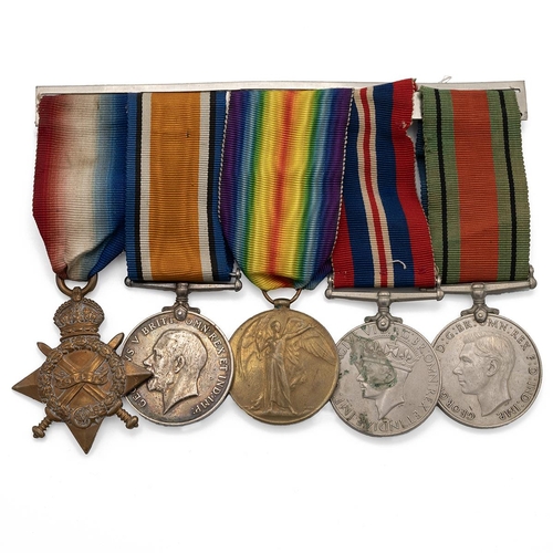 555 - Medals (5) of 19398 (611256) Private Edwin Walter Westlake of the South Wales Borderers. 1914-1915 S... 