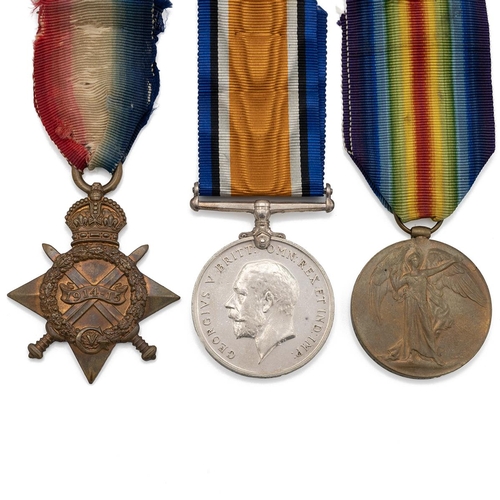 560 - Medals (3) of 1473 Private James William Mulley of the Essex Regiment. 1914-1915 Star, British War M... 