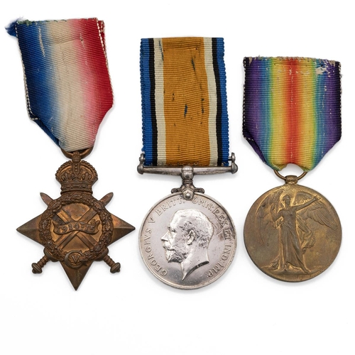 562 - Medals (3) of 21257 Private Benjamin Utting of the 11th Battalion, Essex Regiment. 1914-1915 Star, B... 