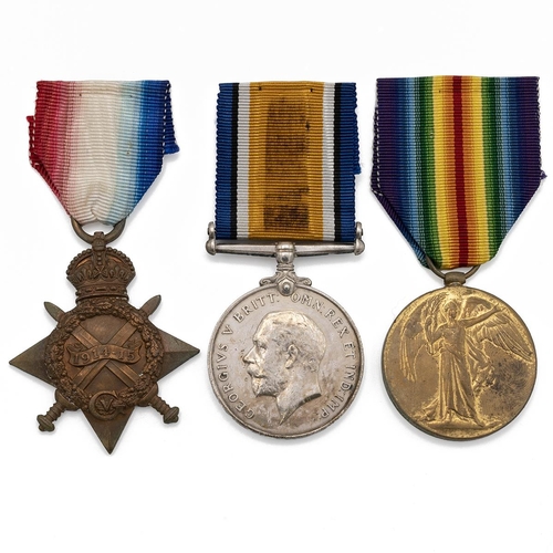 568 - Medals (3) of 2380 (240585) Private William Arthur Wait of the Cheshire Regiment. 1914-1915 Star, Br... 