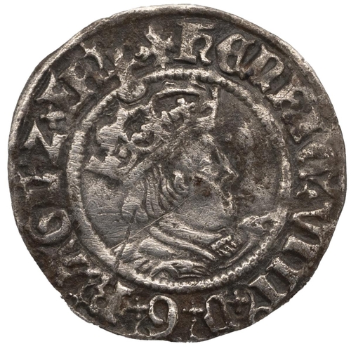 57 - 1526-1532 Henry VIII silver Halfgroat Canterbury mint coin with cross patonce mintmark (S 2543). Obv... 