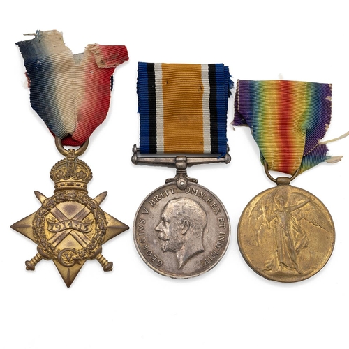 585 - Medals (3) of 1250 (755160) Gunner Richard Purvis R.F.A. 1914-1915 Star, British War Medal 1914-1920... 