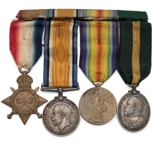 588 - Medals (4) of 579 (740269) W.O.2 Battery Serjeant Major David Thomas R.F.A. (T.F.). 1914-1915 Star, ... 