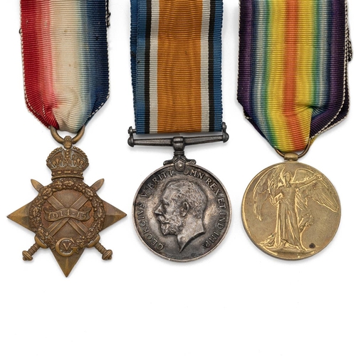 591 - Medals (3) of 15009 Private George Dodd of the Royal Welsh Fusiliers. 1914-1915 Star, British War Me... 