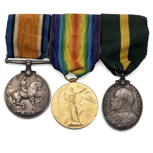 594 - Medals (3) of 58 (371518) Serjeant James Holland, 8th Battalion, The London Regiment (T.F.). British... 