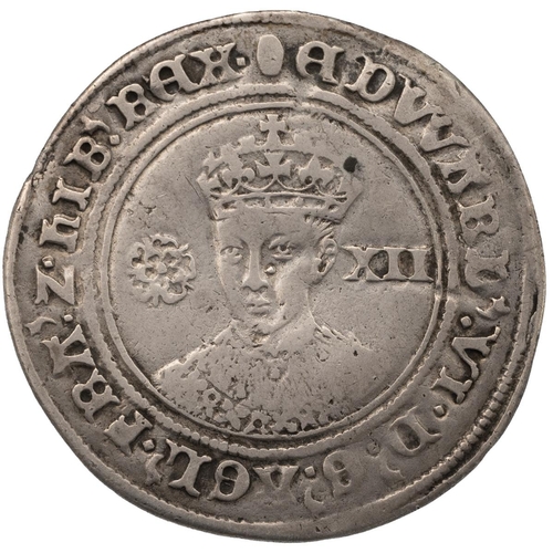 63 - 1551-1553 King Edward VI, facing bust fine silver issue Shilling with tun mintmark (S 2482). Obverse... 