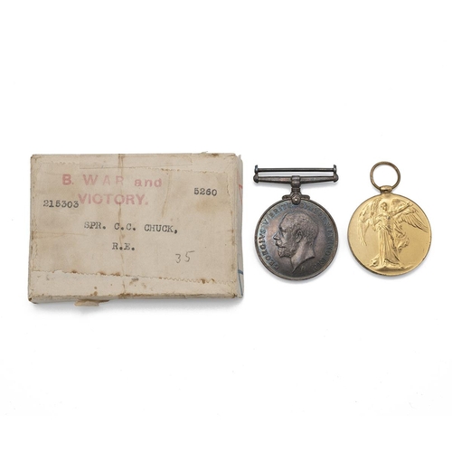 648 - Medals (2) of 215303 (WR/504179) Sapper Charles Campbell Chuck R.E. British War Medal 1914-1920, All... 