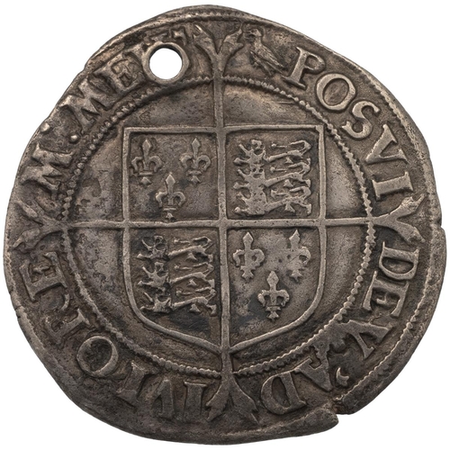 67 - 1560-1561 Queen Elizabeth I hammered silver 2nd issue Shilling with martlet mintmark and hole (S 255... 