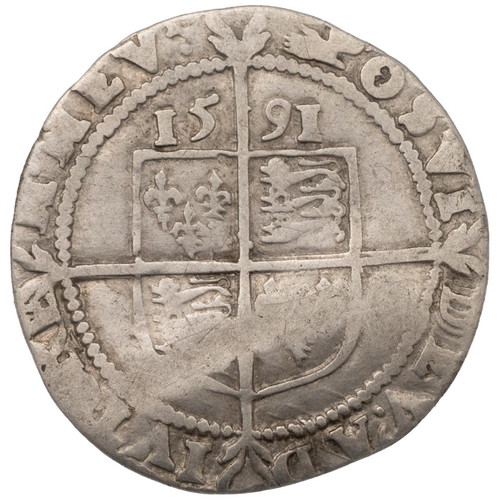 72 - 1591 sixth issue Queen Elizabeth I hammered silver Sixpence with hand mintmark to reverse (S 2578B).... 