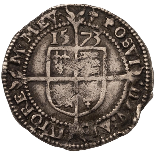 75 - 1573 Elizabeth I third/fourth issue hammered silver threepence with scarcer acorn mint mark (S 2566)... 