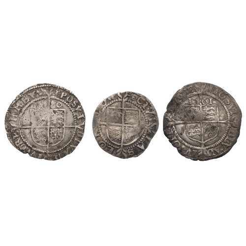 76 - Three (3) Queen Elizabeth I hammered silver coins. Includes (1) 1580 Threepence with a Latin cross m... 