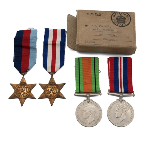 793 - Medals (4) of W.R. Parnell of R.A.S.C. & A.C.C. To be sold with a box. 1939-1945 Star, France & Germ... 