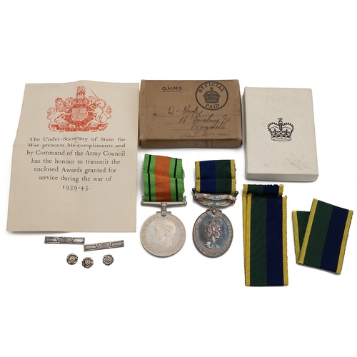 796 - Medals (2) of 22191936 Corporal K.W. Cooper R.A.M.C. (T.A.). Defence Medal 1939-1945, and ERII Terri... 