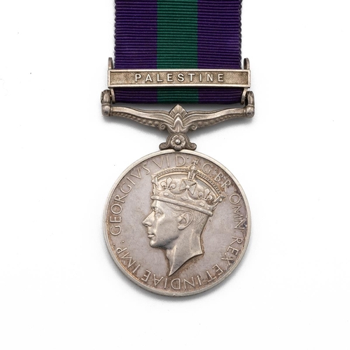 803 - GVI General Service Medal 1918-1962 with clasp 'Palestine' of 2982252 Private T.O. Barker of the Arg... 