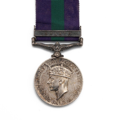 805 - GVI General Service Medal 1918-1962 with clasp 'Malaya' of 22214143 Guardsman F. Collins of the Cold... 