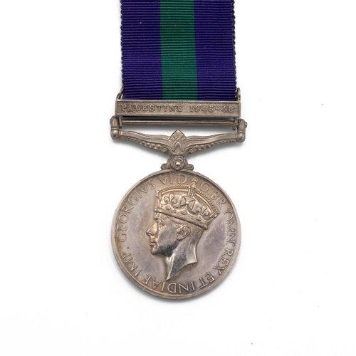 807 - GVI General Service Medal 1918-1962 with clasp 'Palestine 1945-48' of 2738853 Guardsman D.M. Lilley ... 