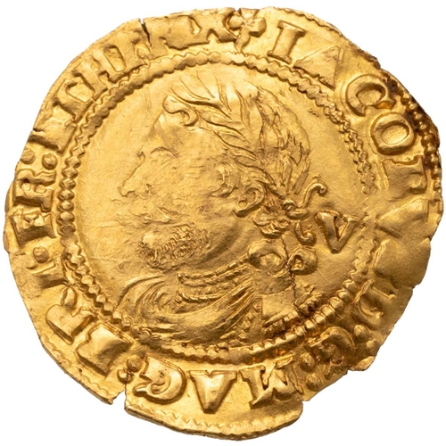 81 - 1624 James I gold Quarter Laurel with trefoil mintmark and beaded circle on the obverse only (S 2642... 