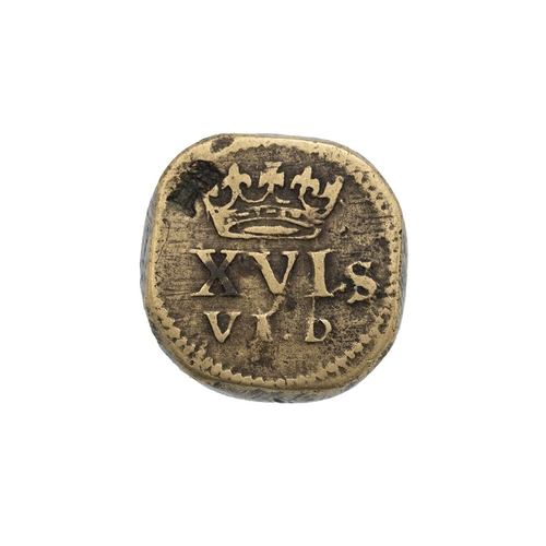 83 - 1612-1619 King James I round-type Spur Ryal coin weight with value marked as 16s 6d. Obverse: a crow... 