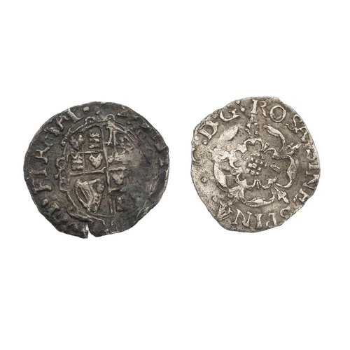 94 - Two (2) 1625-1649 King Charles I hammered silver Pennies. Includes (1) Penny with two pellet mintmar... 