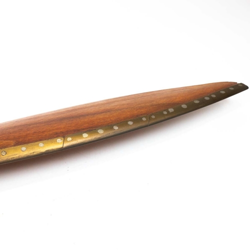 943 - De Havilland Gipsy Moth wooden Propellor blade, dated December 1947. Teak body with brass tipped win... 