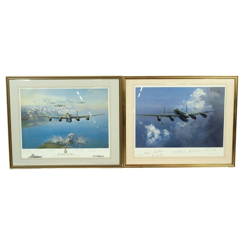 953 - Two (2) Avro Lancaster Bomber art prints by Frank Wootton, both signed limited editions showing Seco... 