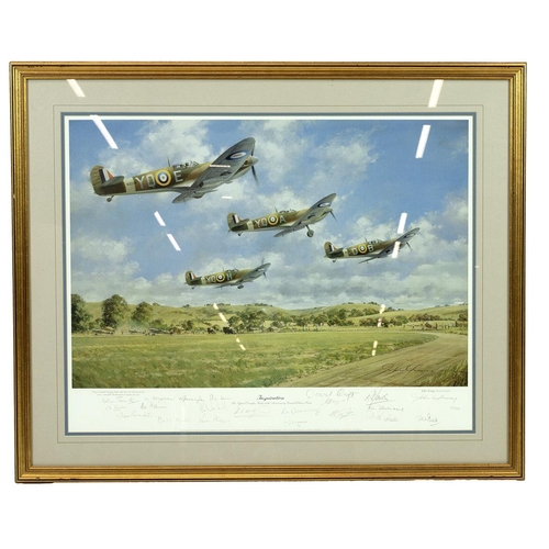 955 - 'Inspiration' Spitfire art print by John Young, 59/500, issued by The Official Douglas Bader Foundat... 