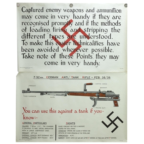 958 - Eleven (11) Home Guard World War Two captured German weaponry informational posters marked W.R. Dist... 