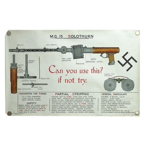 958 - Eleven (11) Home Guard World War Two captured German weaponry informational posters marked W.R. Dist... 