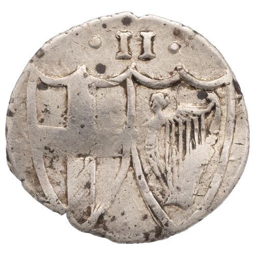 96 - 1649-1660 Commonwealth hammered silver Halfgroat. Obverse: shield within a wreath. Reverse: twin Eng... 