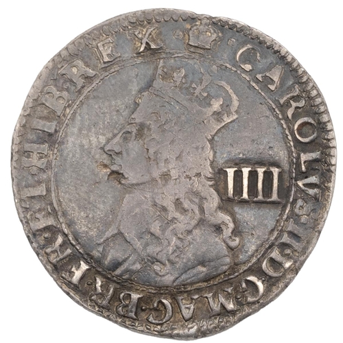 97 - 1660-1662 undated third issue King Charles II late hammered Fourpence (S 3324). Obverse: crowned lef... 