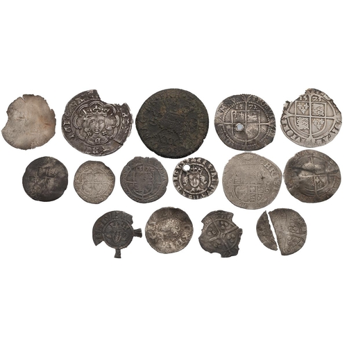 98 - Sixteen (16) hammered coins found metal detecting, damaged and low grade. Includes Queen Elizabeth I... 