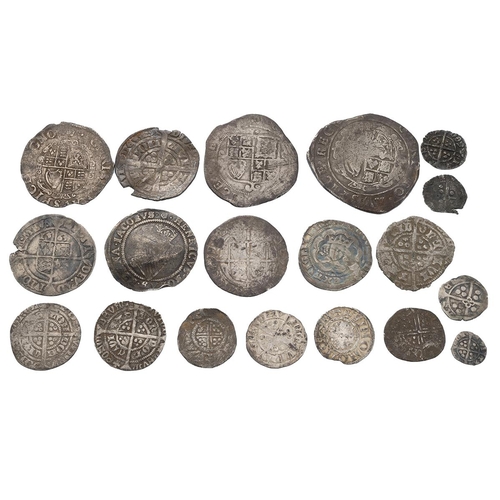 99 - Nineteen (19) mixed silver hammered English and Irish coins, a range of dates, denominations and gra... 