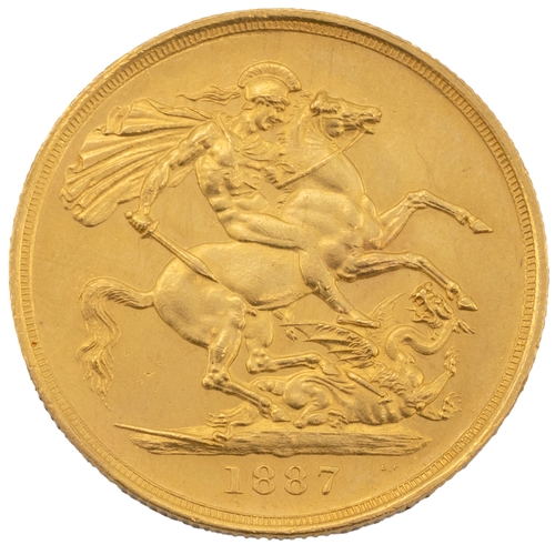 167 - 1887 Victoria gold 'Jubilee Head' Double Sovereign Two Pound coin (S 3865). Obverse: left-facing bus... 