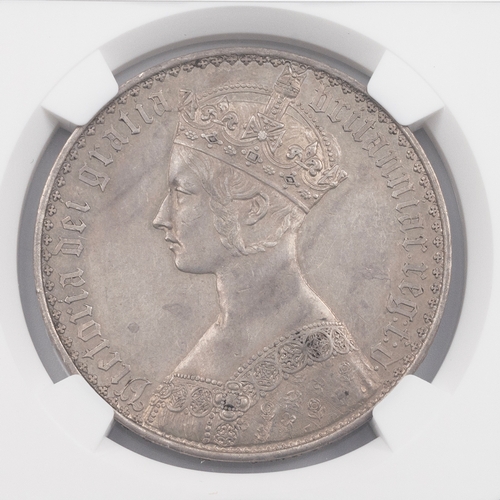 178 - 1847 Queen Victoria silver 'Gothic' type Crown engraved by William Wyon graded PF 55 by NGC (S 3883)... 