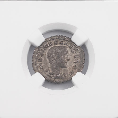 14 - 235/6-238 AD Maximus silver AR Denarius, issued as Caesar, graded Ch AU by NGC. Obverse: bare head d... 