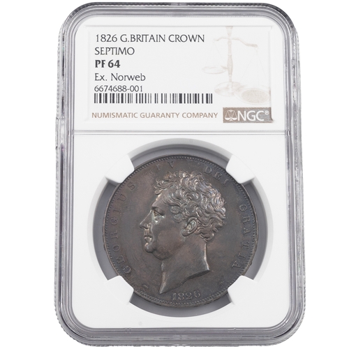 157 - 1826 proof Crown of King George IV, ex Norweb collection, graded PF 64 by NGC (S 3806, Bull 2336). O... 