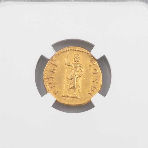 11 - 117-138 AD Roman Empire, Hadrian AV gold Aureus with Janus graded XF by NGC Ancients (RIC 509). Obve... 