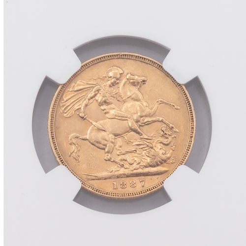 174 - 1887M Melbourne gold 'Hooked J' Sovereign graded AU 55 by NGC (Marsh 131B, S 3867). Obverse: 'Jubile... 