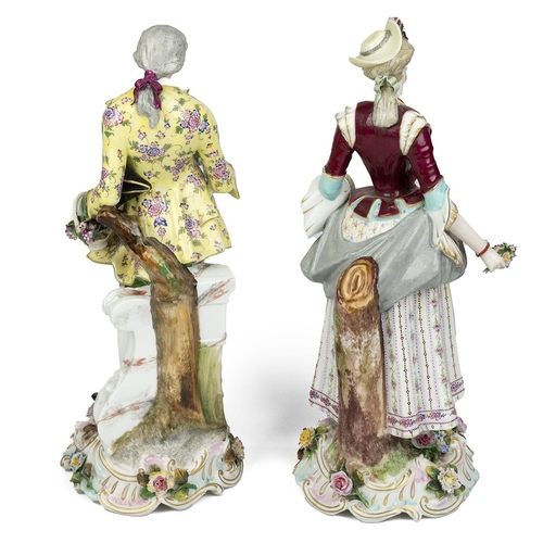 116 - Meissen - A pair of late 18th or early 19th century large porcelain figures often referred to as The... 