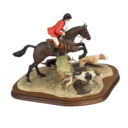 127 - Border Fine Arts - Hulloa Away limited edition figurine (99/500) on wooden stand (H approximately 30... 