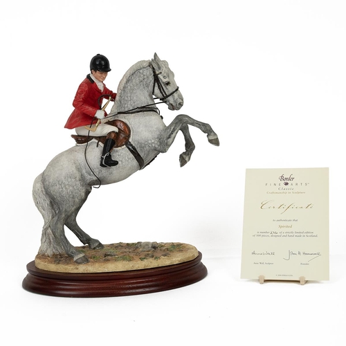 131 - Border Fine Arts Spirited figurine - grey horse - Limited Edition (276/500) on wooden base with Cert... 