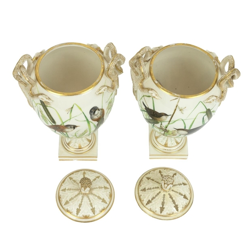 145 - In the manner of Thomas Bott for Kerr & Binns Royal Worcester, circa 1850's, a pair of pot pourri va... 