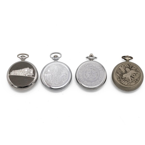 18 - Collection of four vintage Russian nickel keyless tram drivers' pocketwatches.