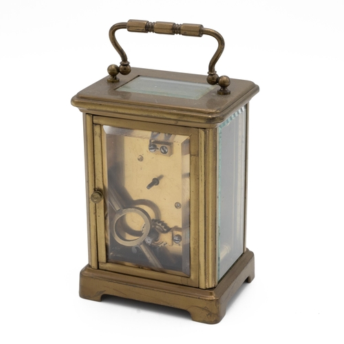 183 - Late 19th or early 20th Century brass cased carriage clock of typical form with five glass panels. W... 